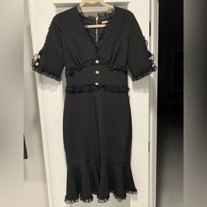 Black midi dress with ruffle